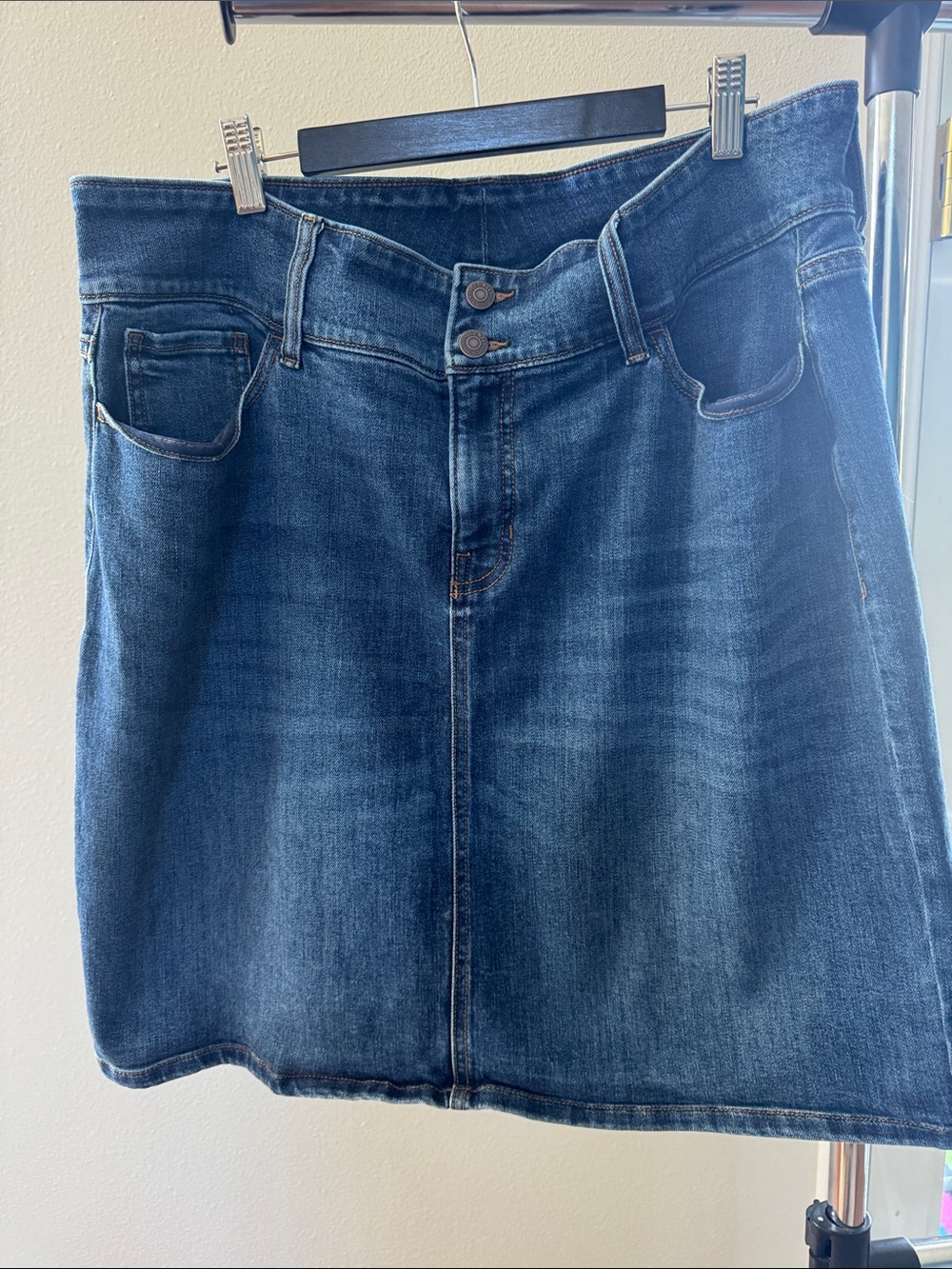 Dark Wash Denim Skirt - Classic A-Line